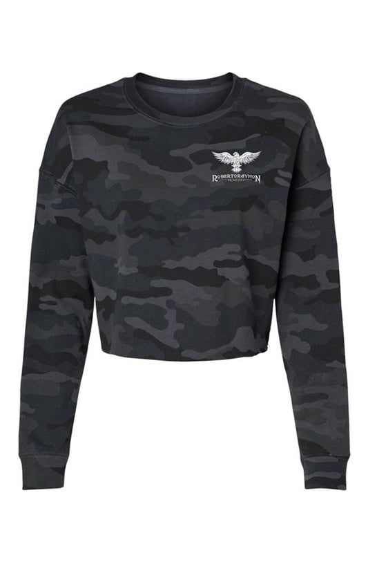 Roberto Rayon | Embroidered Logo | Camo Cropped Sweatshirt